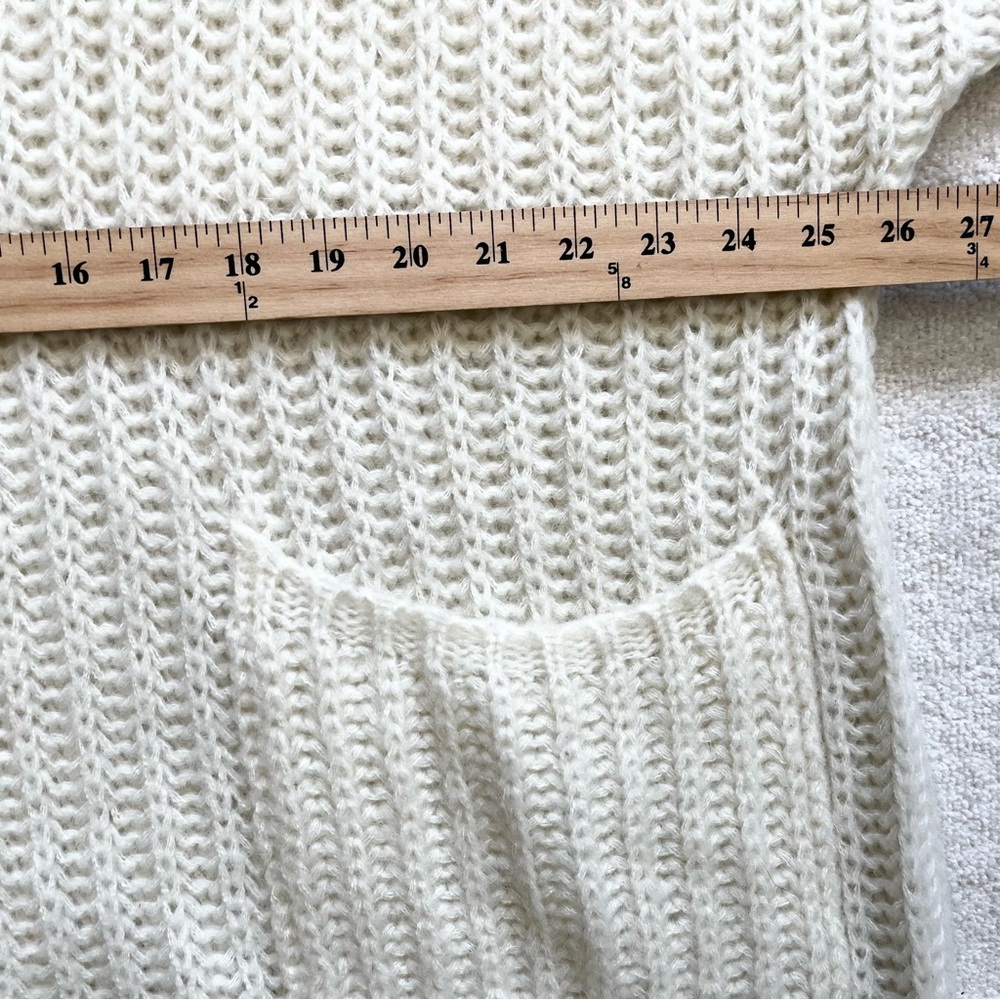 FREE PEOPLE OVERSIZED Deep Vee Patch Pocket Ivory Tunic Wool Blend - Picture 6 of 8
